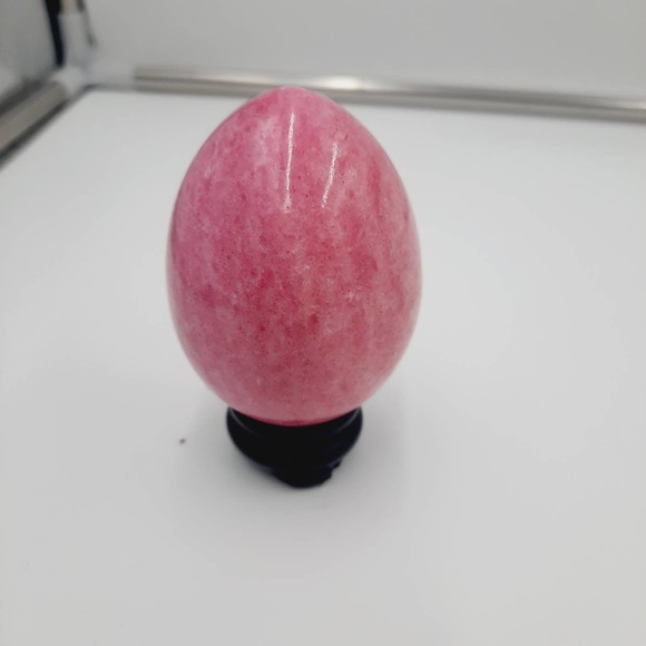Vtg Pink Sparkle Dk Veins Alabaster Marble Stone  Egg Decorative Easter Spring - Picture 3 of 6